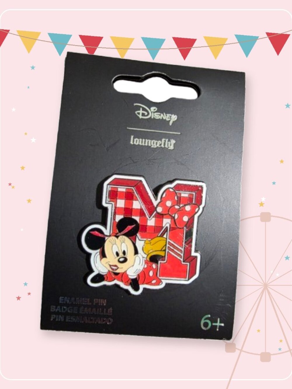 Loungefly Disney Minnie Mouse Varsity M Enamel Pin BoxLunch Exclusive NWT